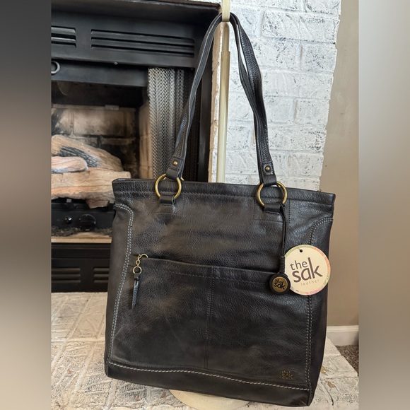 The Sak Black Leather Purse Tote - Picture 1 of 7